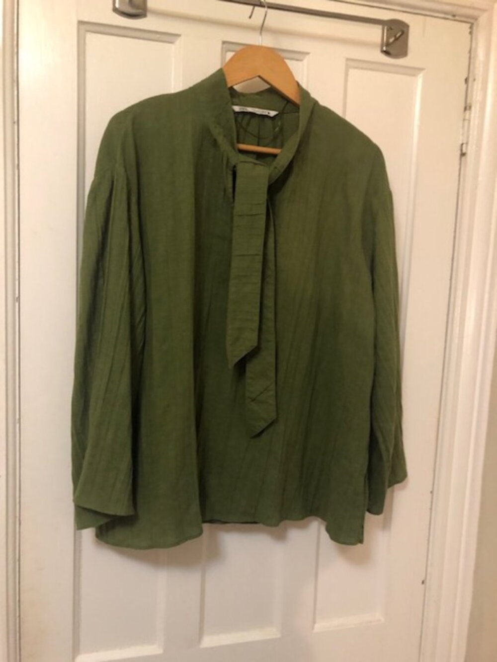 Zara Boho Dark Green Blouse Size M (fits like a L)